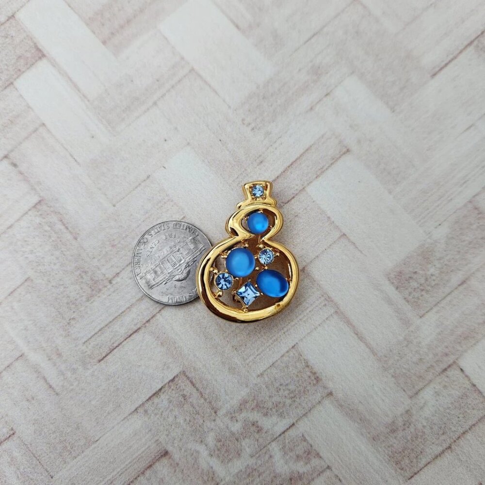 Danecraft gold tone snowman blue brooch pin jewelry